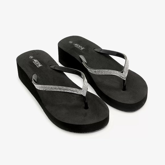 Ardene Platform Heel Gemstone Flip-Flops - Picture 1 of 3